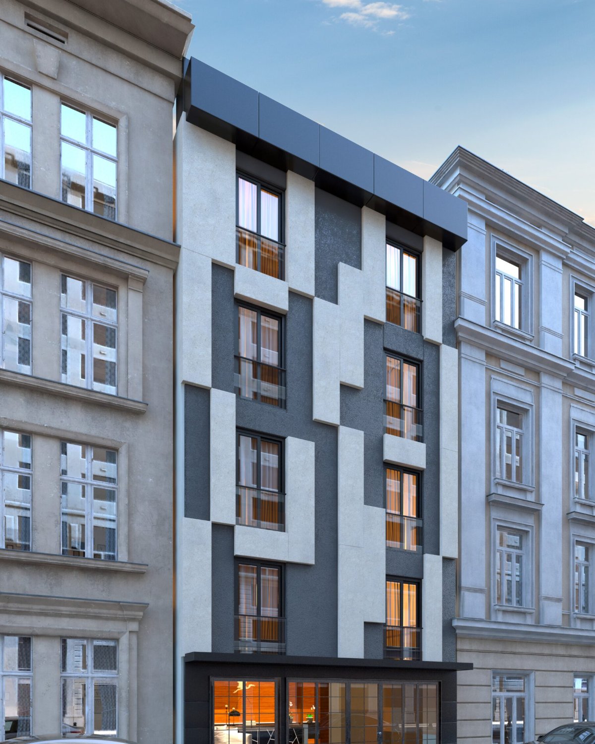 Kadıköy Rıhtım otel projesinin cephe görselleştirmesi